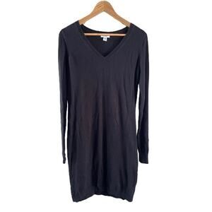 Old Navy Black Jack V-Neck‎ Cotton Blend Knit Stretch Sweater Dress Sz M